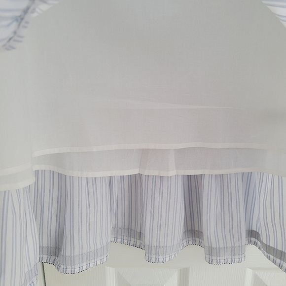 Tuckernuck Ruffle Neck Tiered Mini Dress Chic Striped Shirtdress Tunic Resort - Picture 11 of 15